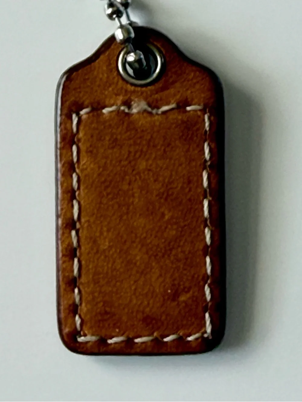 Vintage Coach Brown Leather Hangtag Replacement Charm Fob Nickel Silver MINI